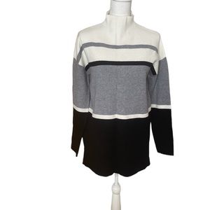 NWOT Cynthia Rowley Colorblock Striped Mock Neck Sweater